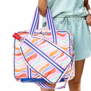 NWT Katydid Retro Wave Pickleball Bag Multicolor Gym Tennis Duffle Travel Tote